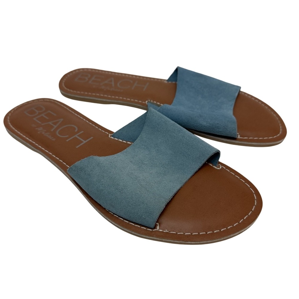 Beach By Matisse Shoes Womens Size 10M Blue Suede Slide Sandals Flat Comfort